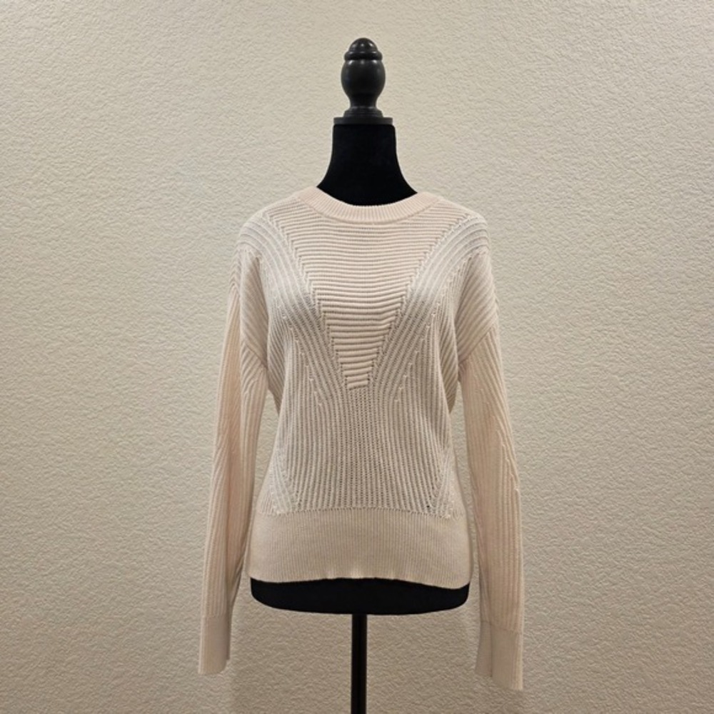 LOFT Knit Pullover Sweater Women's‎ Size S Cream Long Sleeve Crew Neck Boho